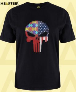 Autism American Skull T Shirt