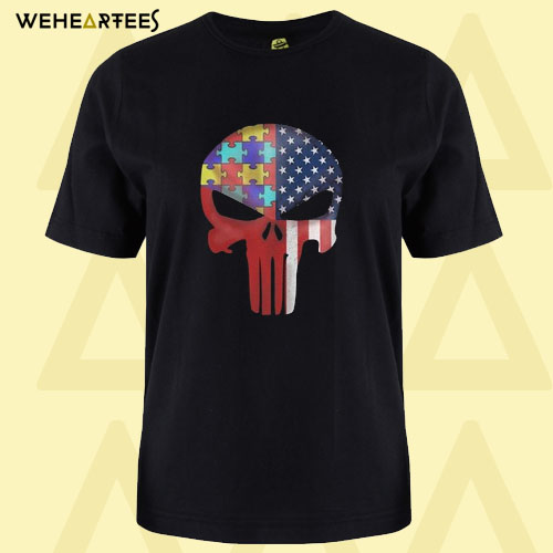 Autism American Skull T Shirt