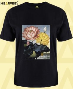 Beautiful Macro view of Flowers Printed on Black T Shirt