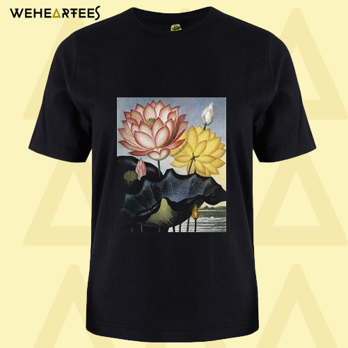 Beautiful Macro view of Flowers Printed on Black T Shirt