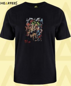 Best price Stan Lee with avenger characters and fan graphic T Shirt