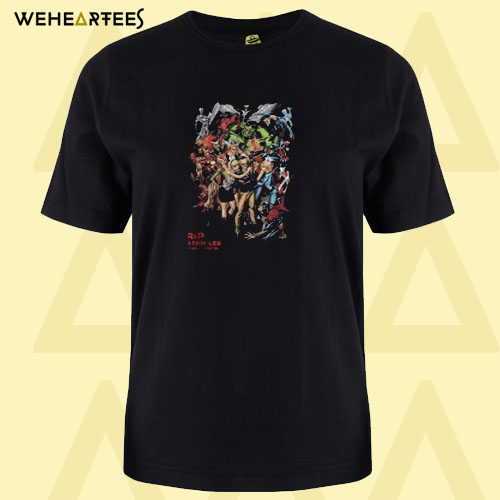Best price Stan Lee with avenger characters and fan graphic T Shirt
