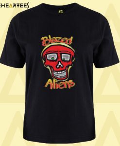 Blazed Aliens Fire Skull T Shirt