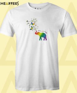 Butterfly and Elephant never walk alone Autism T shirt