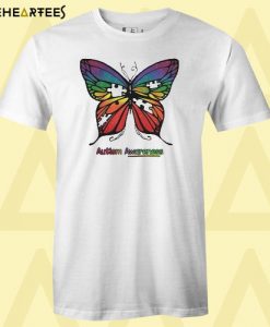 Butterfly autism awareness colorful T shirt