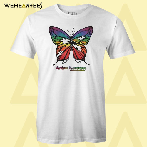 Butterfly autism awareness colorful T shirt