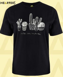 Black Short Sleeve Cactus Embroidered T-Shirt