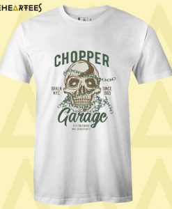 Chopper Garage Skull biker motorcycle rider T Shirt