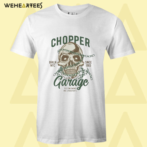 Chopper Garage Skull biker motorcycle rider T Shirt