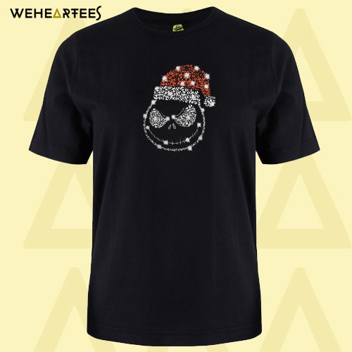 Christmas Rhinestone Jack Skellington with Santa hat T Shirt