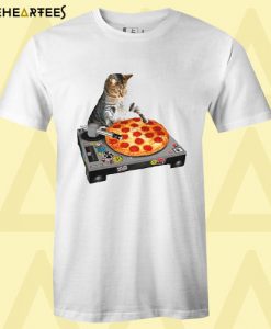 Dj pizza cat back print T shirt