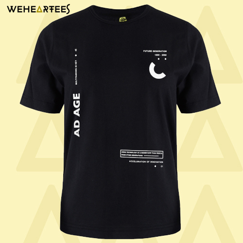 Millennial black printed cotton T-shirt