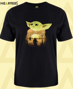 Baby Yoda Sunset T shirt