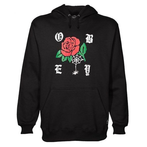 Black Obey Wirh Rose Hoodie DAP