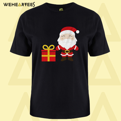 Cartoon Santa Claus Present Mens T-Shirt