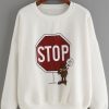 Dropped Shoulder Seam Letter Print White Sweatshirt DAP