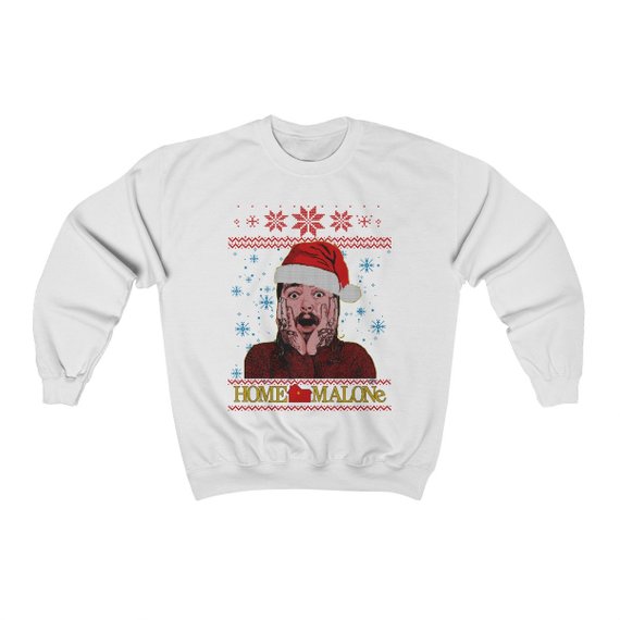 Home Malone Funny Post Malone Ugly Christmas Sweatshirt DAP