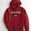 Mens Hollister Burgundy Logo Hoody dap