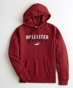 Mens Hollister Burgundy Logo Hoody dap