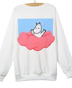 Moomin on Clouds white cute Sweatshirt DAP