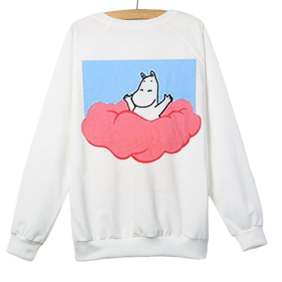 Moomin on Clouds white cute Sweatshirt DAP