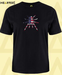 Patriotic Tarantula American Flag Embroidery T-Shirt-