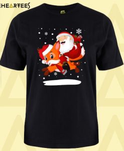 Santa Claus Riding Fox Santa Hat Christmas Unisex Short Sleeve