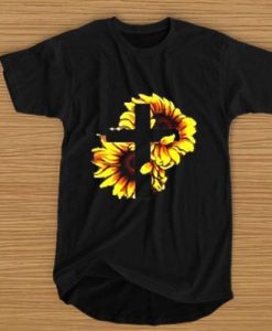 Sunflower Christian Cross T-SHIRT DAP