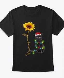 Sunflower With Cat Christmas T-Shirt DAP