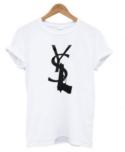 Yves Saint Laurent white gun T shirt DAP