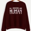 Burgundy Slogan Print Drop Shoulder Sweatshi DAPrt