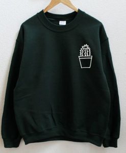 Cactus pot dark green sweatshirt DAP