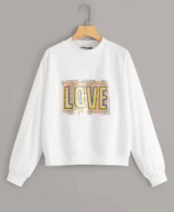 Contrast Sequin Letter Sweatshirt DAP