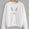 Drop Shoulder Rabbit Embroidered Sweatshirt DAP