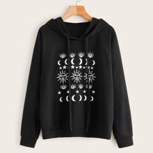 Graphic Print Drawstring Hooded Sweatshirt DAPGraphic Print Drawstring Hooded Sweatshirt DAP