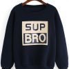 Navy Round Neck Letters SWEATSHIRT DAP