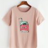 Pink Peach Cartoon Print T-shirt DAP