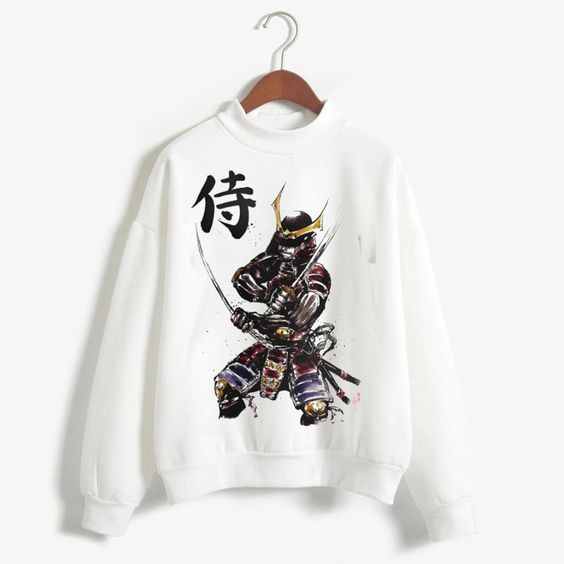 Samurai Illustration Folk Japan Art Men's Smooth White Sweatshirts DAP