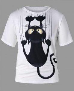 Short Sleeve Black Cat T-shirt DAP