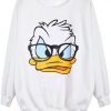 White Long Sleeve Donald Duck Print Sweatshirt DAP