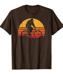 Bigfoot Rides a Mountain Bike funny vintage retro sasquatch T-Shirt
