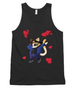 Dabbing Cat Heart Valentines Day Girls Unisex Tank Top DAP