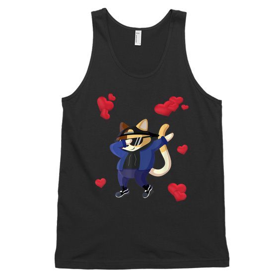 Dabbing Cat Heart Valentines Day Girls Unisex Tank Top DAP