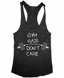 Gym Hair Don't Care Workout Women's Tri-blend Racerback Tank DAP