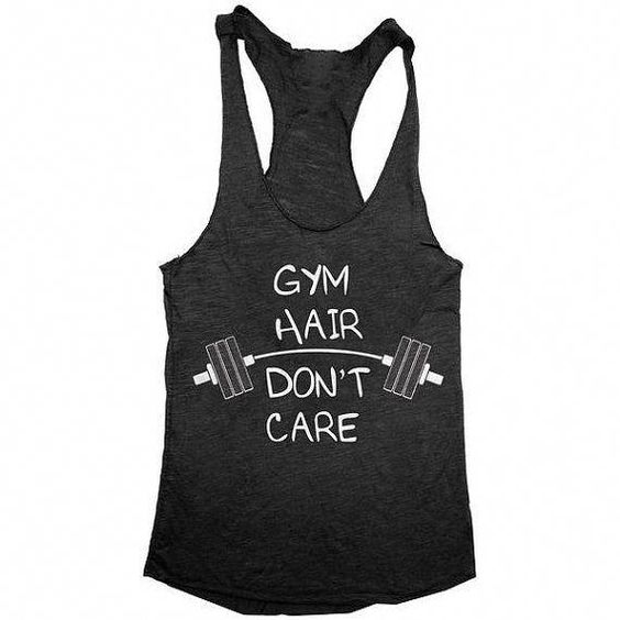 Gym Hair Don't Care Workout Women's Tri-blend Racerback Tank DAP