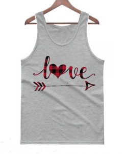 Plaid Love Heart and Arrow Valentine's Day Tanktop DAP