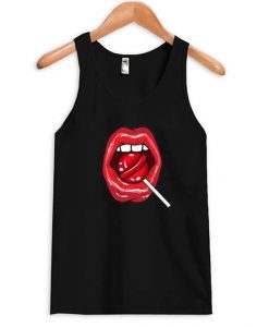 Red Lips With Lollipop Tanktop DAP