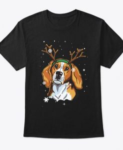 Beagle Antlers Christmas Dog T-Shirt DAP