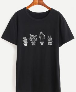 Black Cactus Print T-shirtDAP