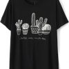 Black Short Sleeve Cactus Embroidered T-Shirt .DAP